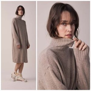 Amente Wool Turtleneck Midi Sweater Dress Mocha Minimalist Size M/L​